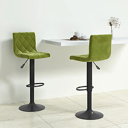 vidaXL Tabourets de bar lot de 2 vert clair velours