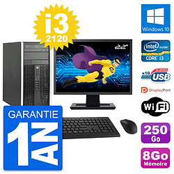 PC Tour HP Pro 6300 CMT Ecran 22" i3-2120 RAM 8Go Disque 250Go Windows 10 Wifi · Occasion 