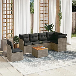 vidaXL Salon de jardin avec coussins 7 pcs gris résine tressée 