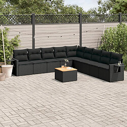 Maison Chic Salon de jardin 10 pcs avec coussins, Ensemble Tables et chaises d'extérieur noir résine tressée -GKD826728