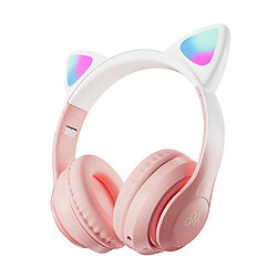 General Casque de jeu pour casque d'oreille de chat Son surround, réduction intelligente du bruit, micro intégré, micro antibruit rétractable, son stéréo, couvre-visage à faire soi-même.(Rose)