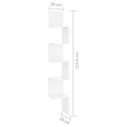 vidaXL Étagère d'angle murale Blanc brillant Bois d'ingénierie pas cher