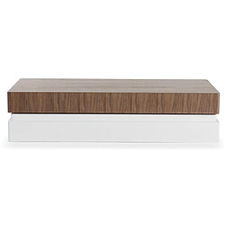 La Maison Du Canapé Table basse bois/laqué SIDONY - Noyer/Blanc - Bois foncé