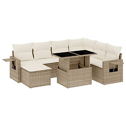 vidaXL Salon de jardin avec coussins 8 pcs beige résine tressée