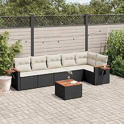 Maison Chic Ensemble Tables et chaises d'extérieur 7pcs avec coussins,Salon de jardin noir résine tressée -GKD439403