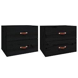 Maison Chic Lot de 2 Tables de chevet,Table de nuit,Table d'appoint pour salon murales Noir 50x36x40 cm -MN72887