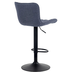 Avis Decoshop26 Lot de 2 tabourets de bar coutures décoratives pied trompette hauteur réglable en métal noir assise en tissu bleu 10_0004140