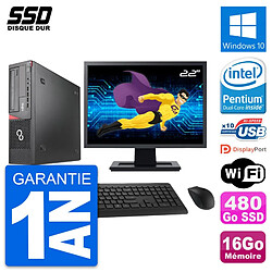 PC Fujitsu E920 DT Ecran 22" Intel G3220 RAM 16Go SSD 480Go Windows 10 Wifi · Occasion 