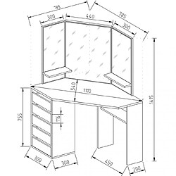 Mpc Coiffeuse d'angle aspect chêne et blanc