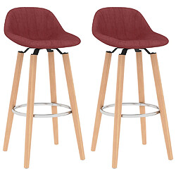 vidaXL Tabourets de bar lot de 2 rouge bordeaux tissu 