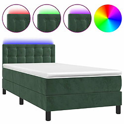 Sommier à lattes LED,Cadre à lattes de lit avec matelas pour Adulte Vert foncé 100x200 cm -MN97758