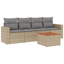 vidaXL Salon de jardin avec coussins 5 pcs beige résine tressée