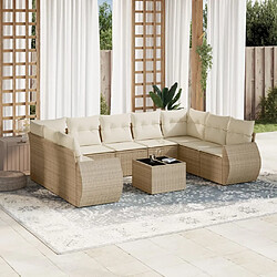 Maison Chic Salon de jardin avec coussins 10 pcs | Ensemble de Table et chaises | Mobilier d'Extérieur beige résine tressée -GKD98547