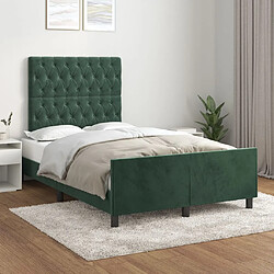 Maison Chic Lit adulte 120x200cm- Cadre de lit avec tête de lit Contemporain pour chambre Vert foncé Velours -MN39518