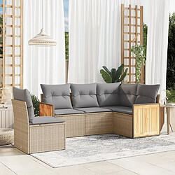 vidaXL Salon de jardin avec coussins 5 pcs beige résine tressée 