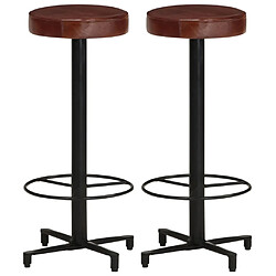 vidaXL Tabourets de bar lot de 2 76 cm cuir véritable