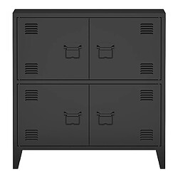 Helloshop26 Armoire de bureau casier de bureau meuble de rangement pour salon bureau chambre atelier métallique à 4 portes acier 82 x 80 x 40 cm noir 03_0006327