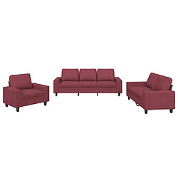 vidaXL Ensemble de canapés 3 pcs rouge bordeaux tissu