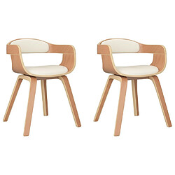 Maison Chic Lot de 2 Chaises à manger,Chaise pour cuisine,Solide Structure crème similicuir et bois courbé -MN74376