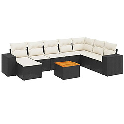 Maison Chic Ensemble Tables et chaises d'extérieur 9 pcs avec coussins,Salon de jardin noir résine tressée -GKD139195