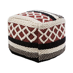 Beliani Pouf en laine et coton multicolore 42 x 48 cm SAGAR