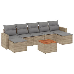 vidaXL Salon de jardin avec coussins 8pcs mélange beige résine tressée