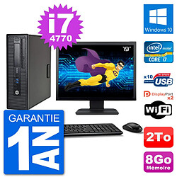 PC HP EliteDesk 800 G1 Ecran 19" Core i7-4770 RAM 8Go Disque 2To Windows 10 Wifi - Occasion