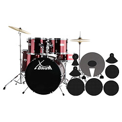 Semi XDrum 20"" Studio Set de Batterie rouge + Set de sourdine de batterie 