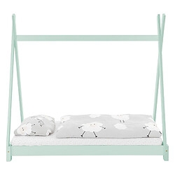 ML-Design Lit d'enfant Tipi avec matelas cadre de lit en bois massif pin menthe 70x140 cm