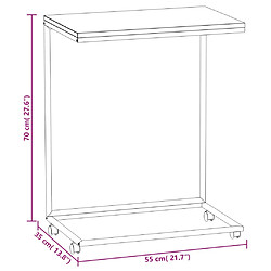 vidaXL Table d'appoint avec roues noir 55x35x70 cm bois d'ingénierie pas cher