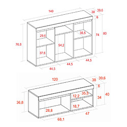 Acheter SKRAUT HOME Set Naturale Buffet-Meuble TV 120cm couleur Chêne Nordique/Noir