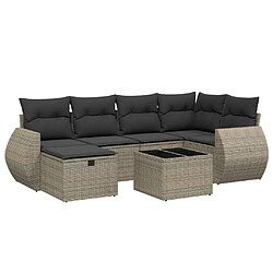 vidaXL Salon de jardin avec coussins 7 pcs gris résine tressée