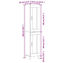 vidaXL Buffet haut Chêne marron 34,5x34x180 cm Bois d'ingénierie pas cher