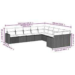 Avis vidaXL Salon de jardin avec coussins 10 pcs gris clair résine tressée