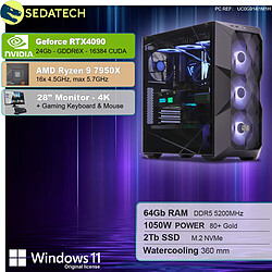 Sedatech Pack PC Gamer Pro • AMD Ryzen 9 7950X • RTX4090 • 64Go DDR5 • 2To SSD M.2 • Windows 11 • Moniteur 28''