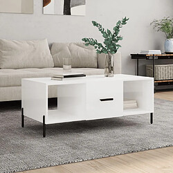 vidaXL Table basse Blanc brillant 102x50x40 cm Bois d'ingénierie 