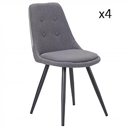 Inside 75 Lot de 4 chaises design COCOON piètement métal noir assise gris clair