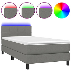 vidaXL Sommier à lattes de lit et matelas et LED Gris foncé 100x200 cm