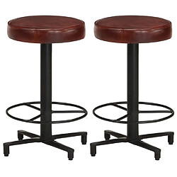 vidaXL Tabourets de bar lot de 2 52 cm cuir véritable 