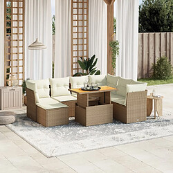 vidaXL Salon de jardin avec coussins 8 pcs beige résine tressée