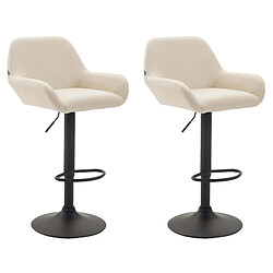 Decoshop26 Lot de 2 tabourets de bar moderne et confortable en synthétique crème pieds trompette en métal noir TDB10218