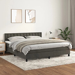 Maison Chic Lit Adulte - Lit simple Lit à sommier tapissier et matelas moelleux - Meuble de Chambre - Gris foncé 160x200cm Velours -MN20412