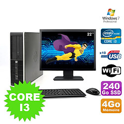 Lot PC HP Compaq Elite 8100 SFF Core I3-530 4Go 240Go SSD DVD WIFI W7 + Ecran 22" - Occasion