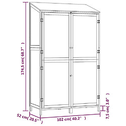 vidaXL Remise de jardin Marron 102x52x174,5 cm Bois de sapin solide pas cher