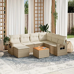 vidaXL Salon de jardin avec coussins 8 pcs beige résine tressée