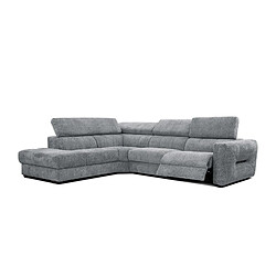 Courtois Laville Canapé d'angle gauche Calvera 5 places avec un relax électrique tissu gris moyen