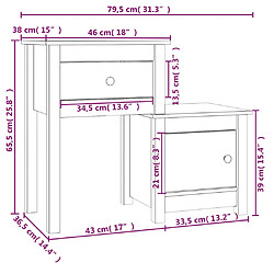 vidaXL Tables de chevet 2 pcs Noir 79,5x38x65,5 cm Bois de pin massif pas cher