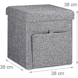 Helloshop26 Tabouret coffre de rangement pliant en lin gris 13_0002780