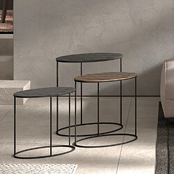 Rousseau Ensemble de tables d'appoint 3 pcs Tanto Métal Noir et doré 