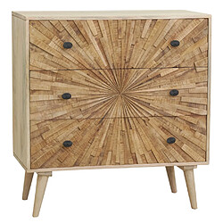 Aubry Gaspard Commode en manguier sculpté SUNRISE 3 tiroirs.